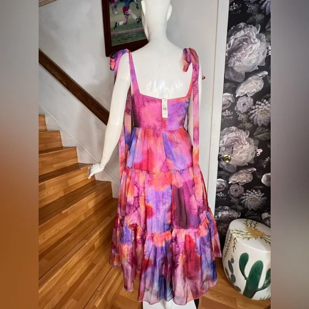 Anthropologie BHLDN Isabella Tiered Square-Neck A-Line Midi Dress/ size XS - Picture 11 of 13